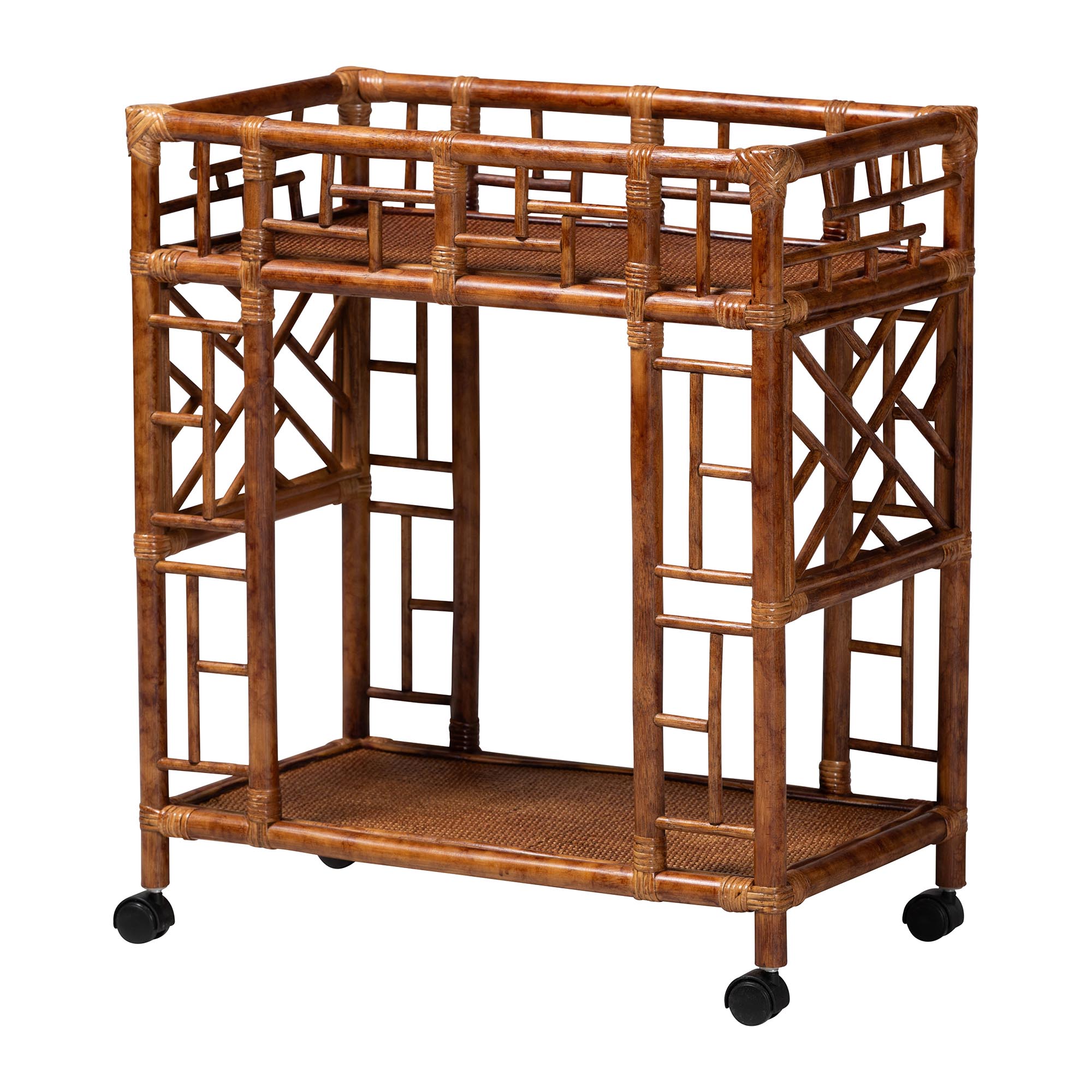 bali & pari Wahid Marbled Tortoise Rattan Kitchen Cart